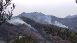 甘肃突发森林火灾 消防官兵奔赴火场遭遇山势难题