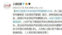 世行预测今年全球经济将萎缩5.2% 数百万人极端贫困